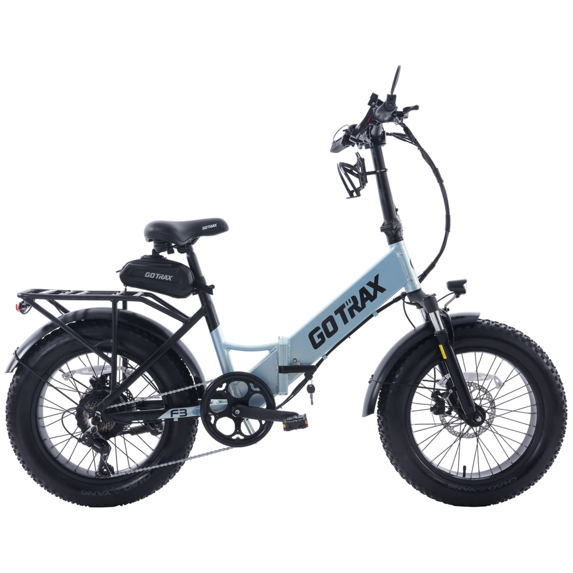 Gotrax F3 500w 14Ah Folding Fat Tire E-Bike, 25 Mph, 20 inchx3 inch, LCD Display, Seafoam Green, Size: 20 x 3
