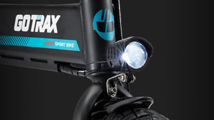 GOTRAX Black EBE1 Foldable Electric Bike with Pedal Assist Technology Headlight Close-Up