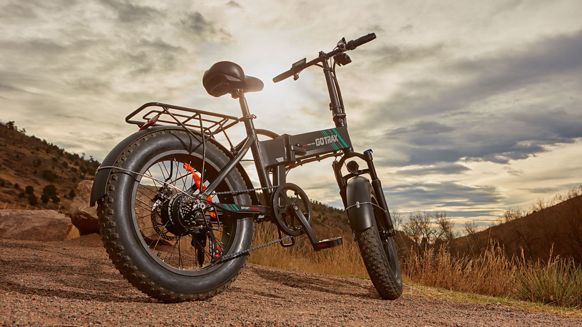 GOTRAX EBE4 Off-Road Fat Tire Foldable Electric Bike on a Gravel Trail