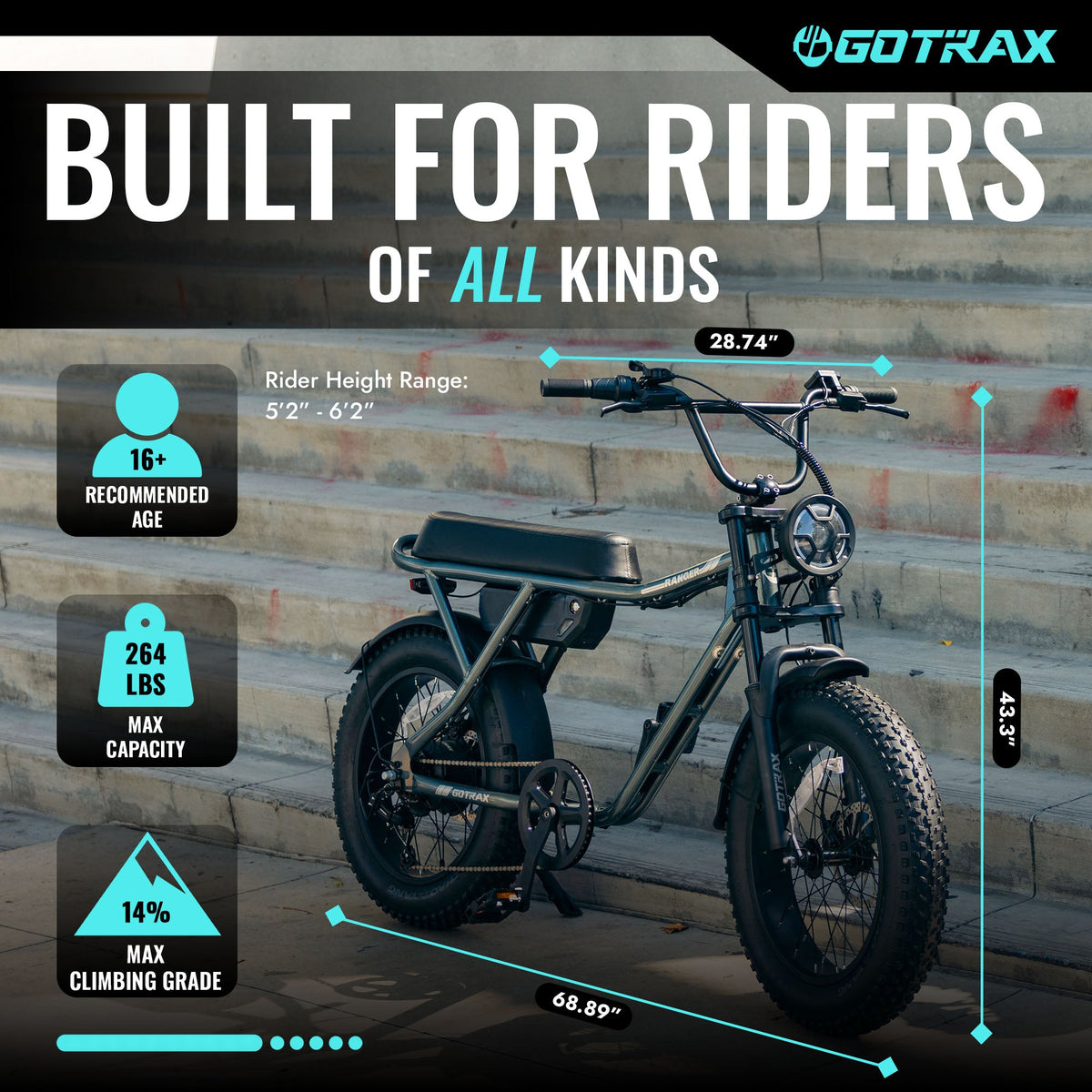 GOTRAX Ranger Electric Bike - GOTRAX