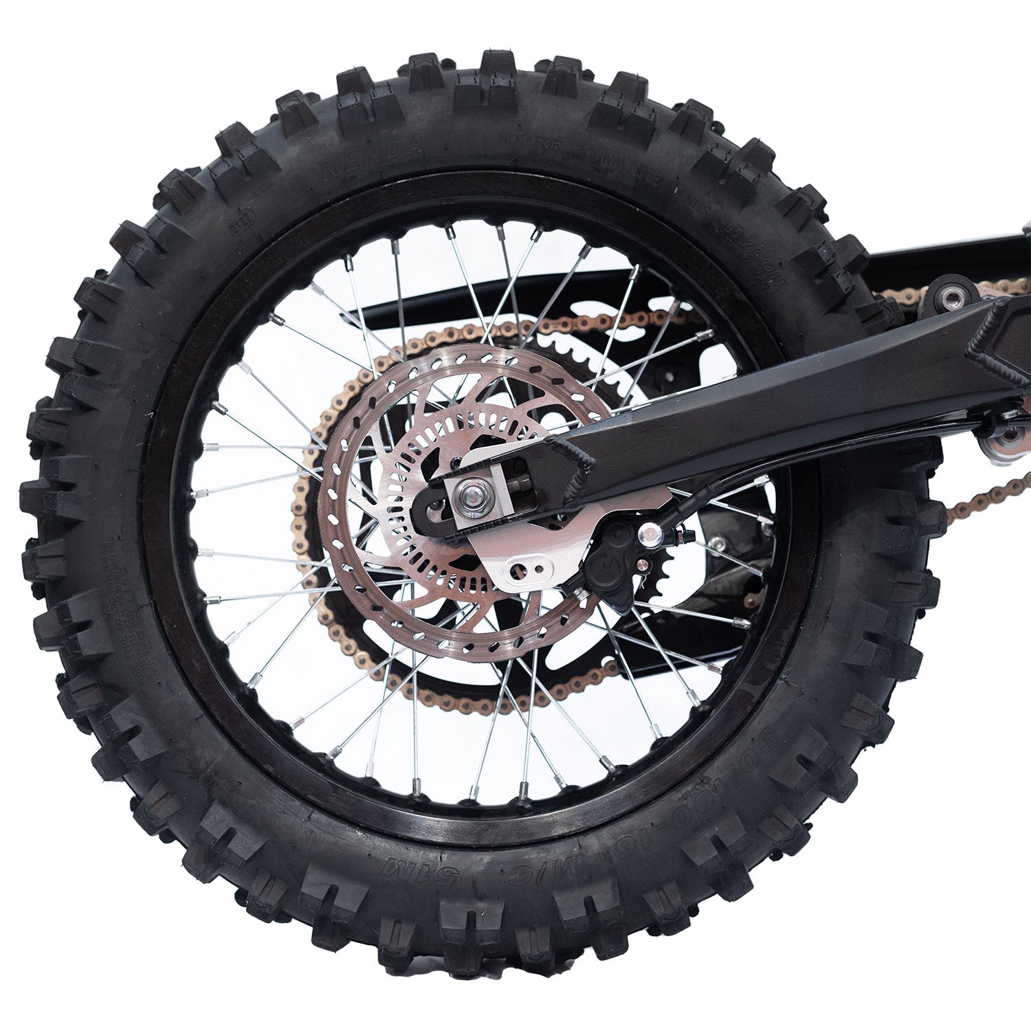 Everest Electric Dirt Bike Rear Wheel Close Up