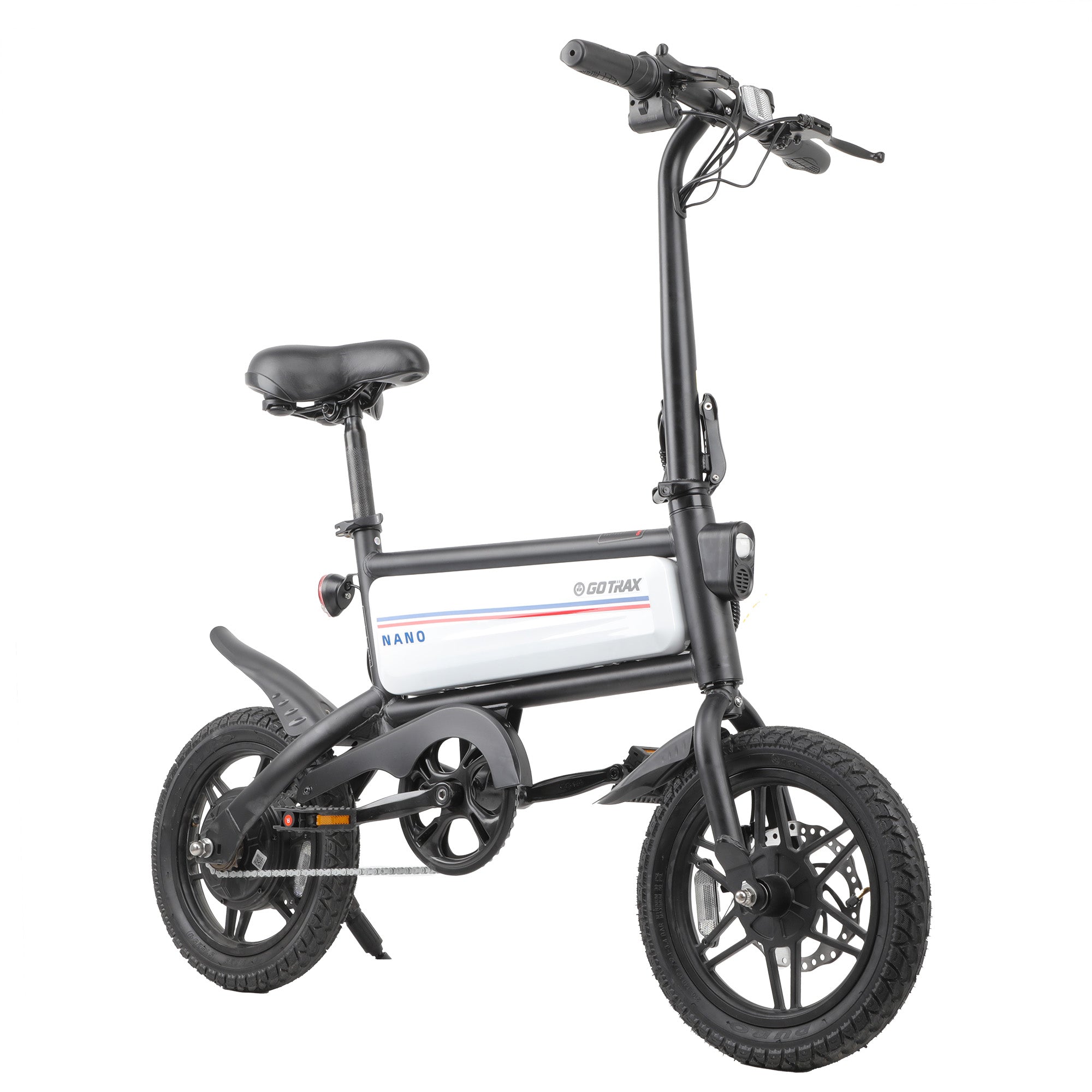 s2 electric bicycle Gotrax Nano 14" Folding Electric Bike, 25-Mile Range, 15.5Mph, 350W, Adjustable Seat, Dual Fenders